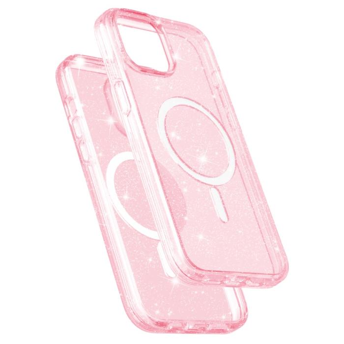 Bild 4, iPhone 15 Plus Skal MagSafe Hybrid Glitter Rosa