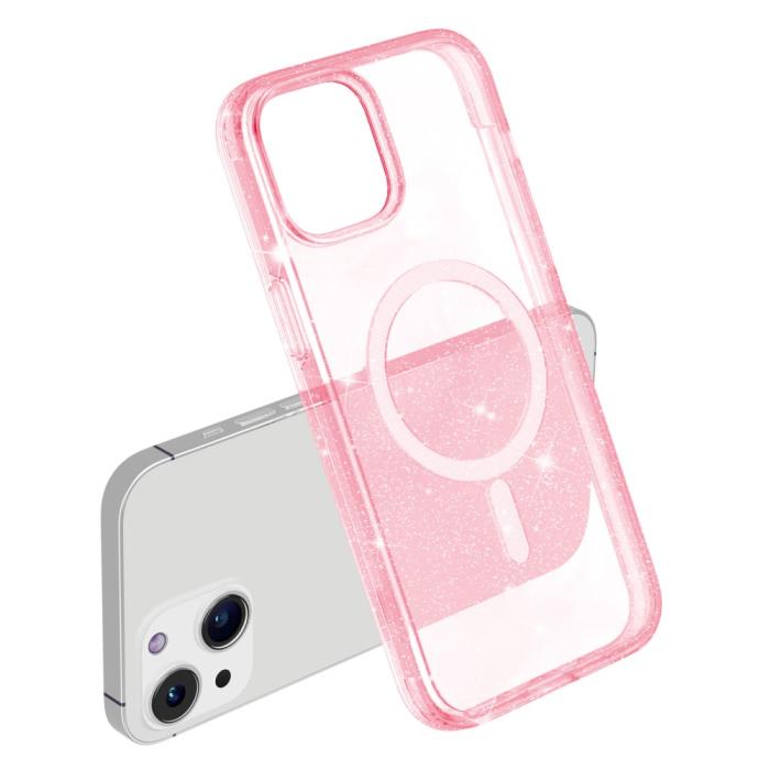 Bild 5, iPhone 15 Plus Skal MagSafe Hybrid Glitter Rosa