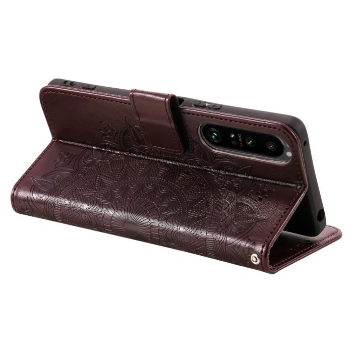 Bild 4, Sony Xperia 1 VI Mandala Läder Fodral Brun