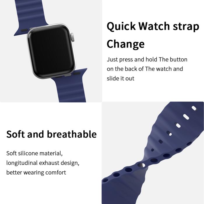 Bild 4, Apple Watch 42/44/45/49 mm Armband Ocean Wave Midnight Blue