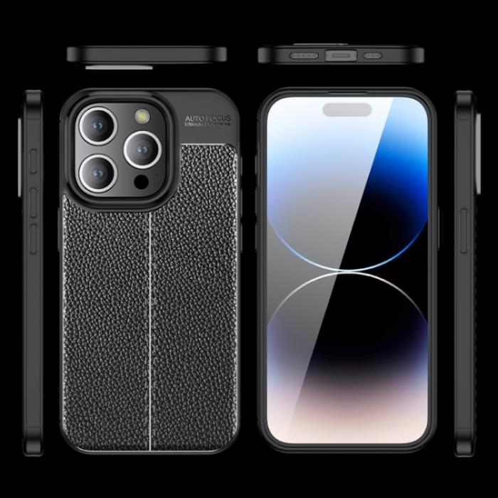 Bild 3, iPhone 15 Pro Max Skal Litchi Textur Blå