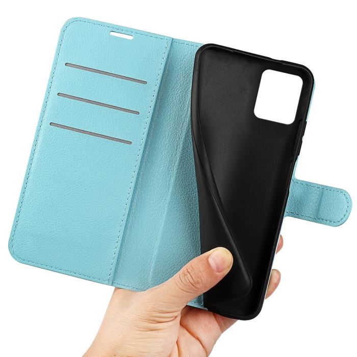 Bild 4, Motorola Moto G32 Fodral Litchi Läder Ljus Blå
