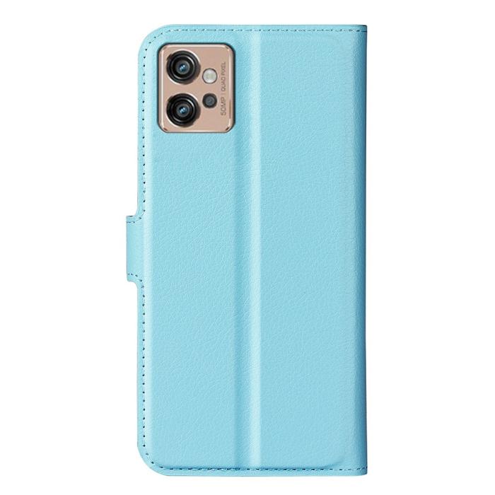 Bild 6, Motorola Moto G32 Fodral Litchi Läder Ljus Blå