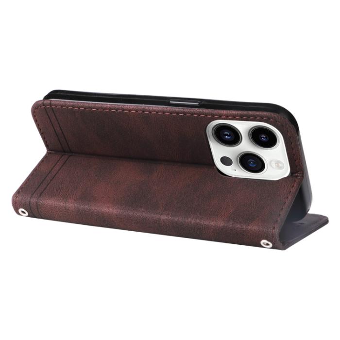 Bild 5, iPhone 15 Pro Fodral Skin Feel Läder Brun