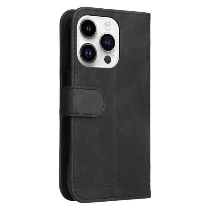 Bild 3, iPhone 15 Pro Fodral Skin Feel Läder Svart
