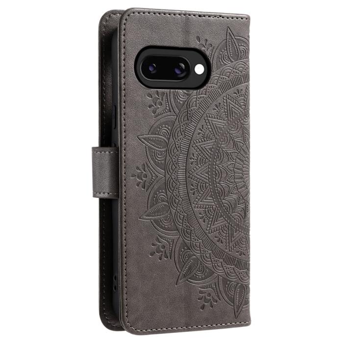 Bild 6, Google Pixel 9a Fodral Mandala Läder Grå