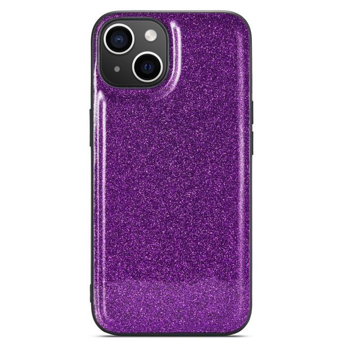 Bild 3, DG.MING iPhone 13 Skal Läder Glitter Lila