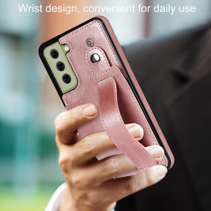Bild 2, Samsung Galaxy S21 FE Skal Med Kortfack Och Strap Roséguld
