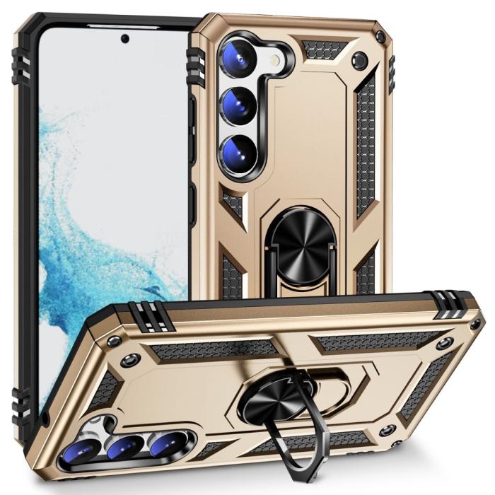 Bild 1, Samsung Galaxy S23 Skal Shockproof Ring Hybrid Guld