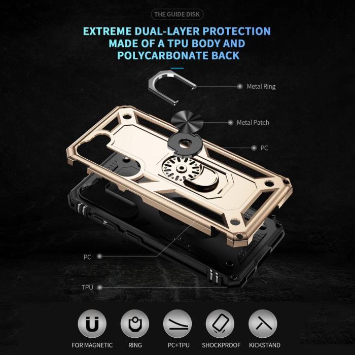 Bild 4, Samsung Galaxy S23 Skal Shockproof Ring Hybrid Guld