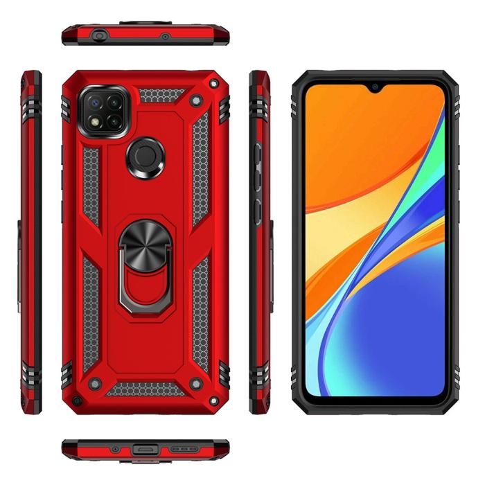 Bild 3, Xiaomi Redmi 9C Skal Ring Shockproof Röd