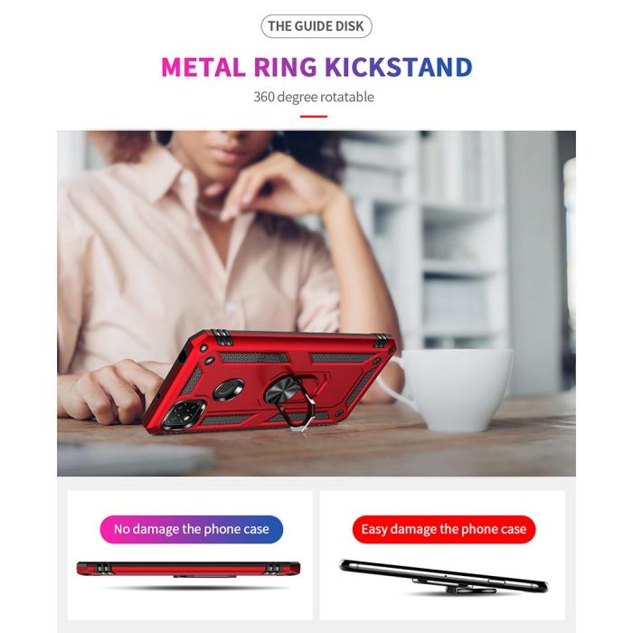 Bild 4, Xiaomi Redmi 9C Skal Ring Shockproof Röd