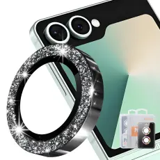 ENKAY Samsung Galaxy Z Flip 8 Linsskydd Glitter Svart