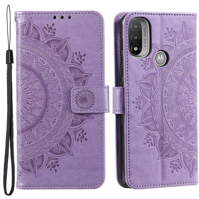 Bild 1, Motorola Moto E20 / E40 Fodral Mandala Läder Lila