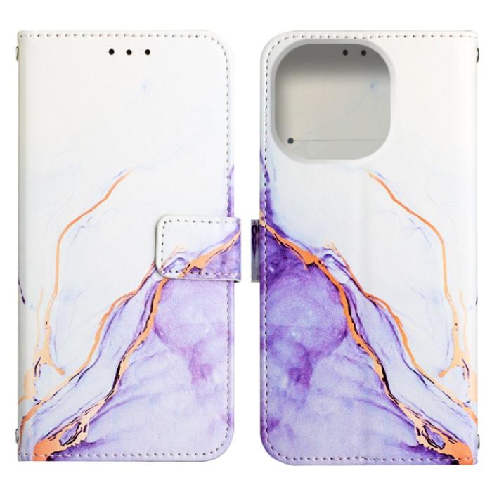 Bild 2, iPhone 14 Pro Fodral Marmor Vit/Lila