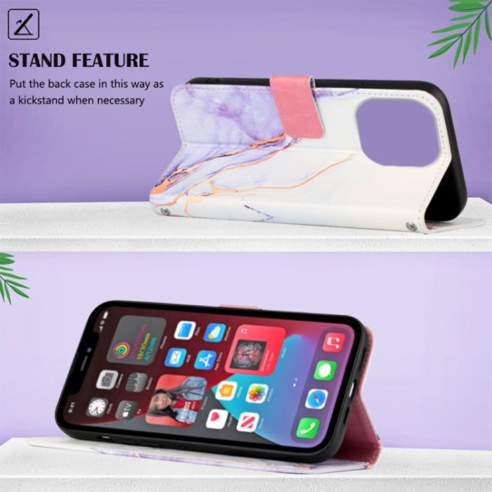 Bild 3, iPhone 14 Pro Fodral Marmor Vit/Lila