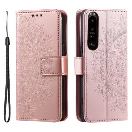 Sony Xperia 1 VI Mandala Läder Fodral Roséguld