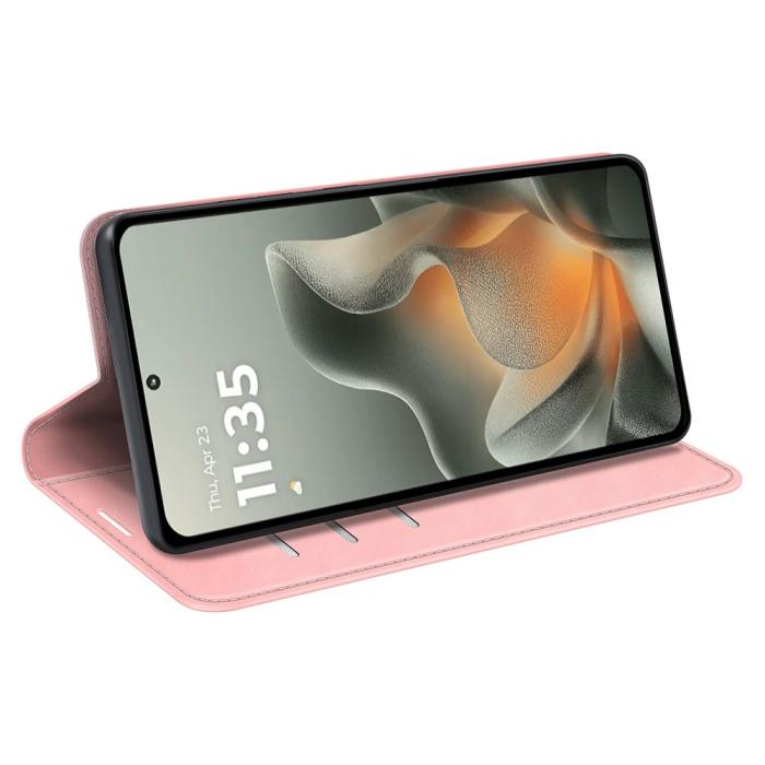 Bild 3, Motorola Edge 70 Fodral Flip Skin Touch Läder Rosa