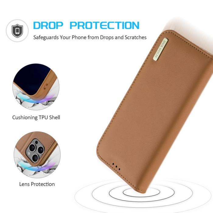 Bild 5, DUX DUCIS iPhone 16 Pro Fodral Hivo Äkta Läder Brun