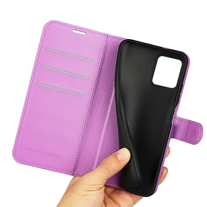 Bild 4, Motorola Moto G32 Fodral Litchi Läder Lila