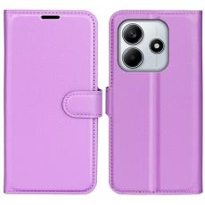 Xiaomi Redmi Note 14 4G Fodral Litchi L&auml;der Lila