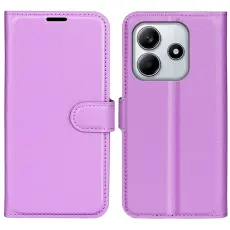 Xiaomi Redmi Note 14 4G Fodral Litchi L&auml;der Lila