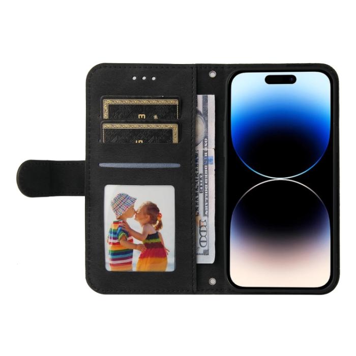Bild 4, iPhone 15 Pro Fodral Skin Feel Läder Svart