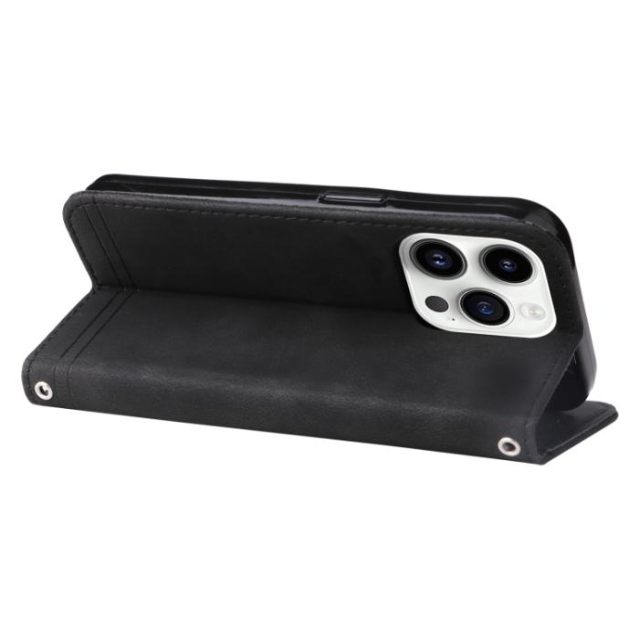 Bild 5, iPhone 15 Pro Fodral Skin Feel Läder Svart