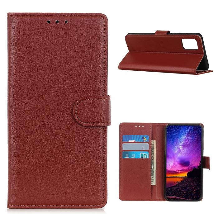 Bild 1, Huawei P Smart (2021) - Litchi Plånboksfodral - Brun