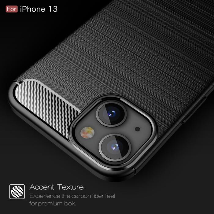 Bild 2, iPhone 13 - Borstad Stål Textur Skal - Svart