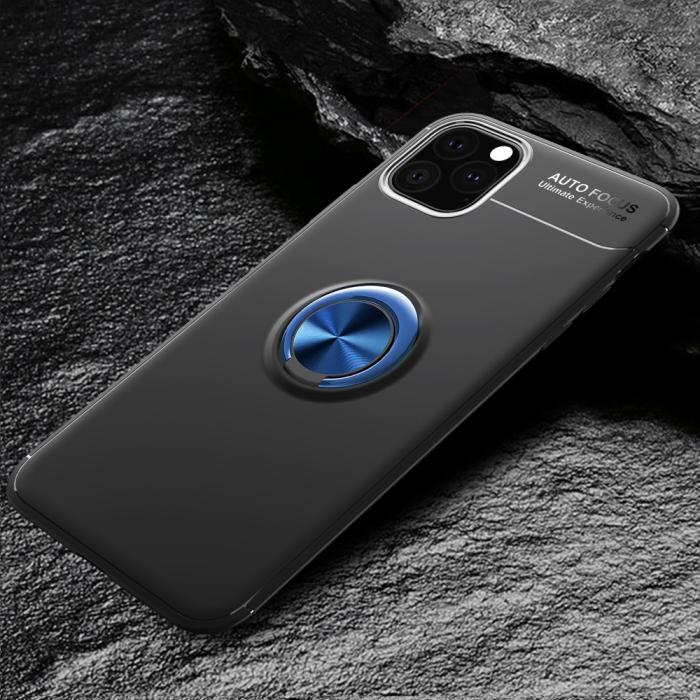 Bild 3, iPhone 11 Pro Max - Ring Skal - Funkar med magnethållare - Svart/Blå