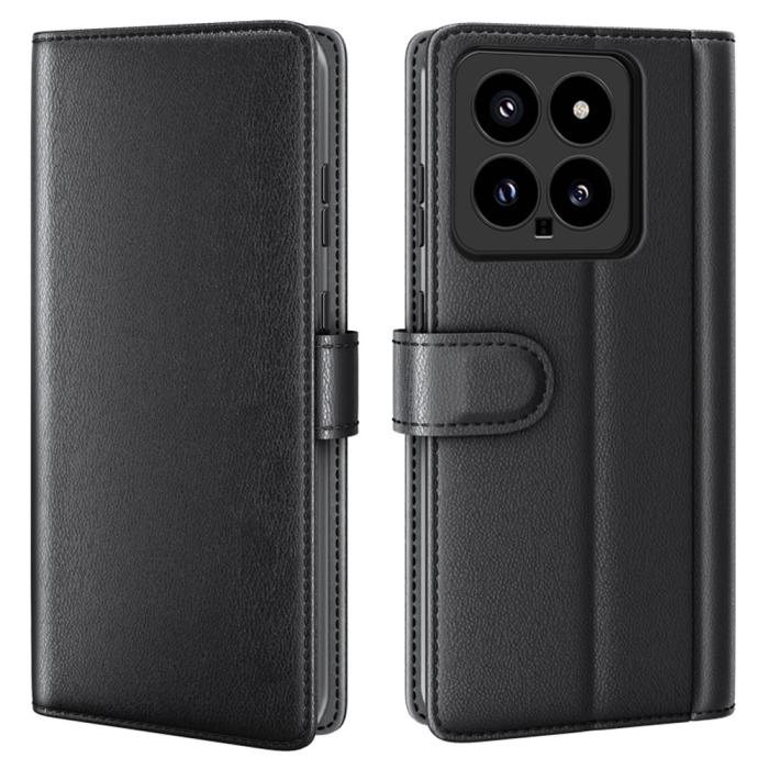 Bild 1, Xiaomi 14 Fodral Premium Äkta Läder Svart