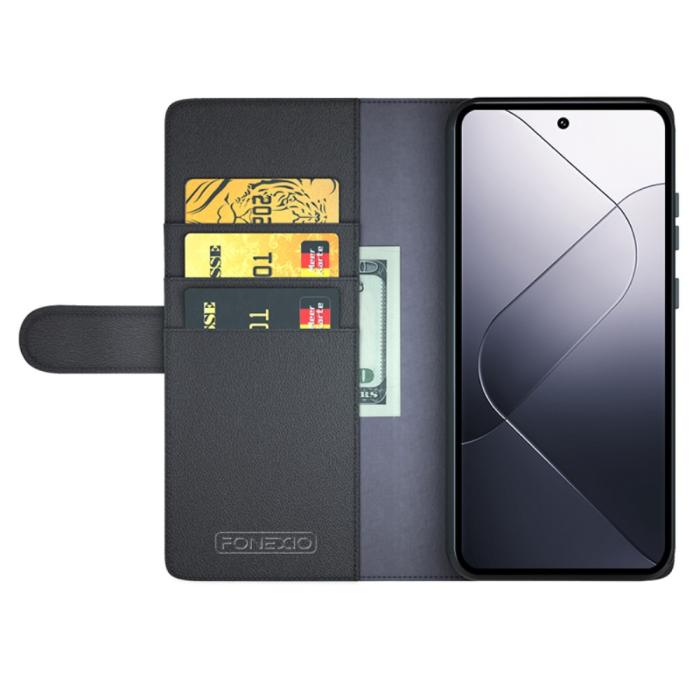 Bild 2, Xiaomi 14 Fodral Premium Äkta Läder Svart