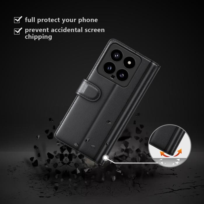 Bild 4, Xiaomi 14 Fodral Premium Äkta Läder Svart