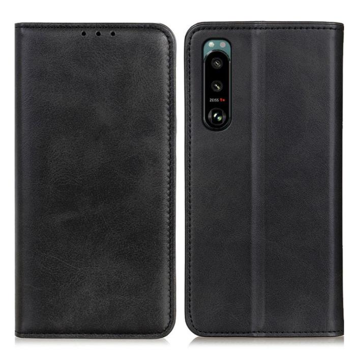 Bild 1, Sony Xperia 5 III Flip Fodral Split Läder Svart