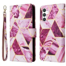 Samsung Galaxy S25 Fodral L&auml;der Marmor Lila