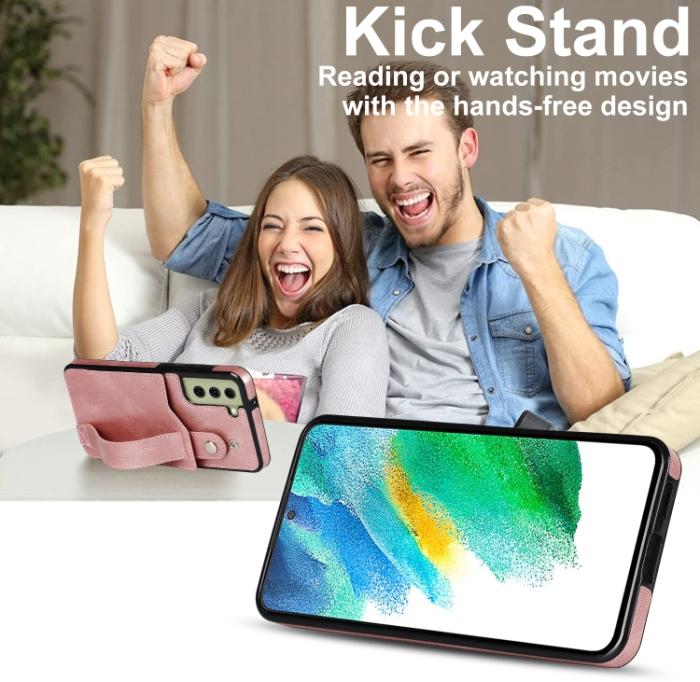 Bild 4, Samsung Galaxy S21 FE Skal Med Kortfack Och Strap Roséguld
