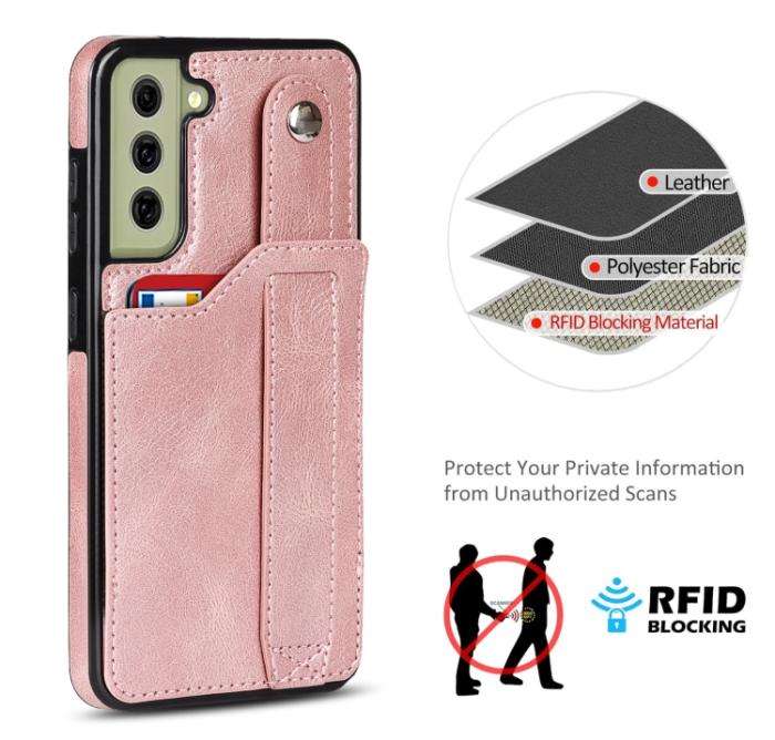 Bild 6, Samsung Galaxy S21 FE Skal Med Kortfack Och Strap Roséguld