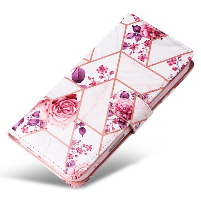 Bild 5, iPhone 16 Pro Fodral Läder Marmor Vit/Rosa