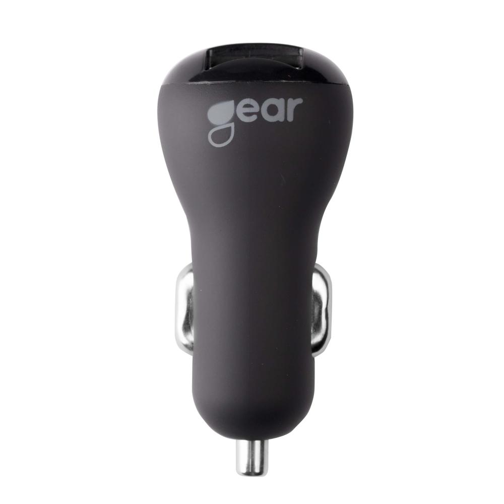 GEAR Billaddare 2.4A 2xUSB Inkl. 1m USB-C Kabel Svart