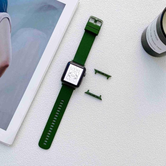 Bild 2, Apple Watch 42/44/45/49 mm Armband Silikon Svartaktig Grön