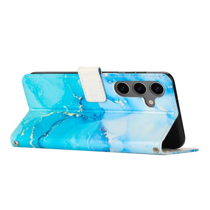 Bild 3, Samsung Galaxy A26/A17/A16 Fodral Läder Marmor Blå / Grön