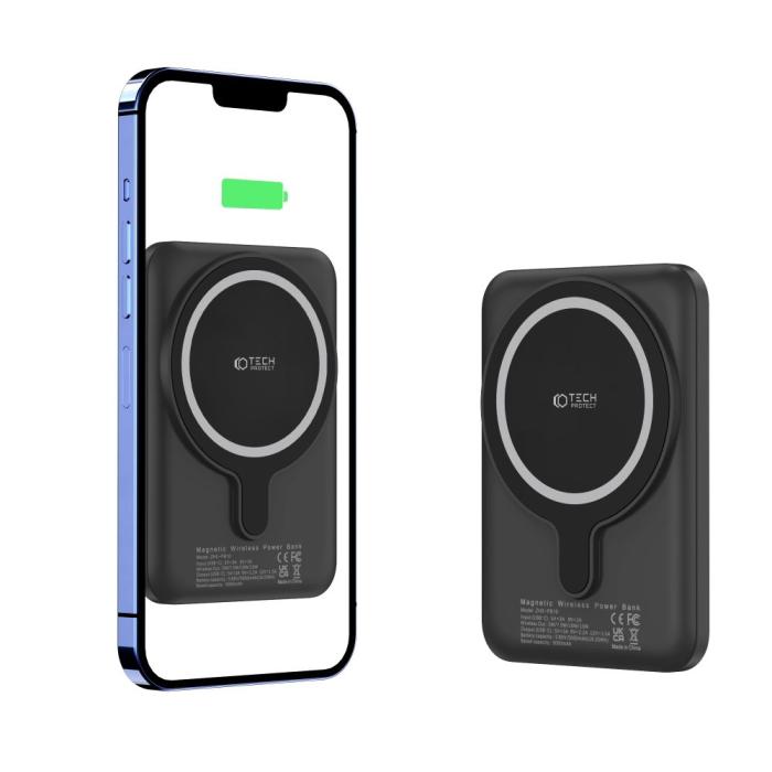 Bild 4, Tech-Protect 5000 mAh MagSafe Powerbank LifeMag Svart