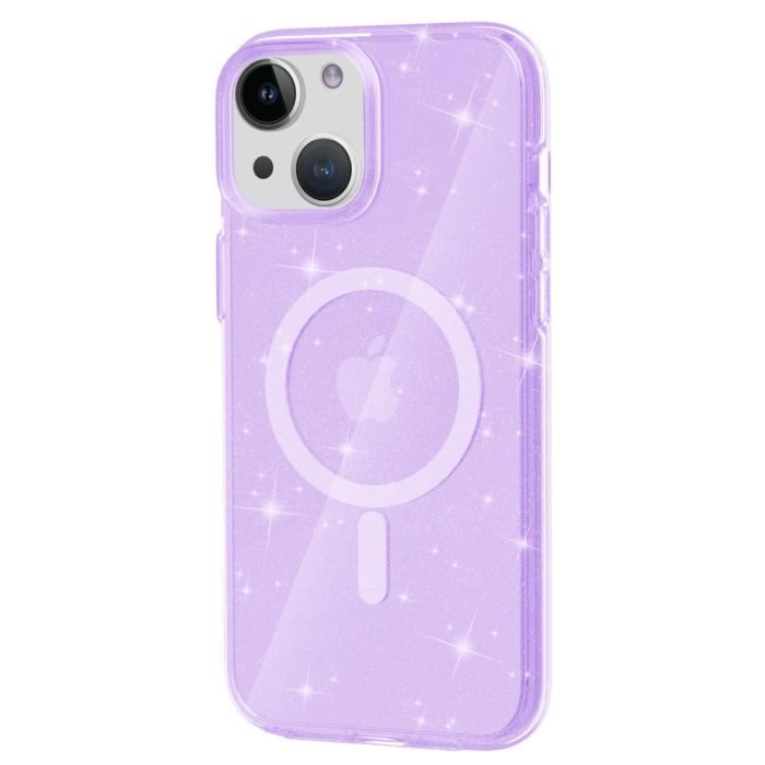 Bild 1, iPhone 15 Plus Skal MagSafe Hybrid Glitter Lila