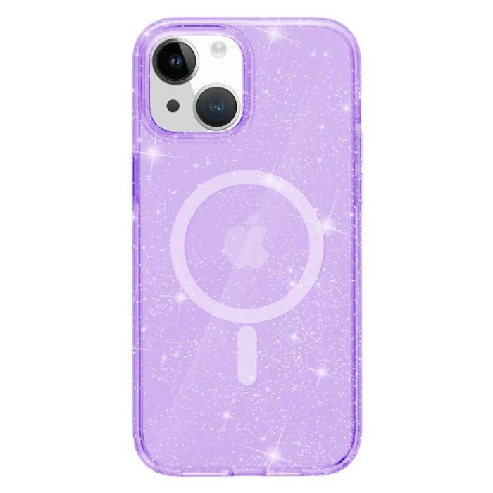 Bild 2, iPhone 15 Plus Skal MagSafe Hybrid Glitter Lila