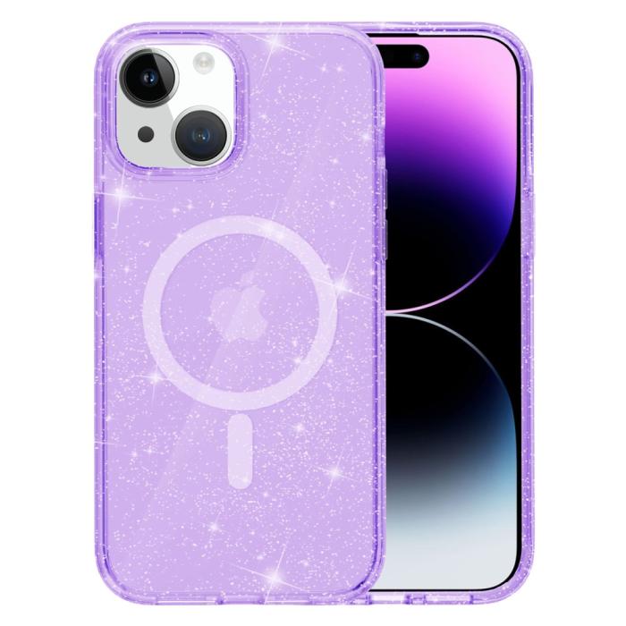 Bild 3, iPhone 15 Plus Skal MagSafe Hybrid Glitter Lila