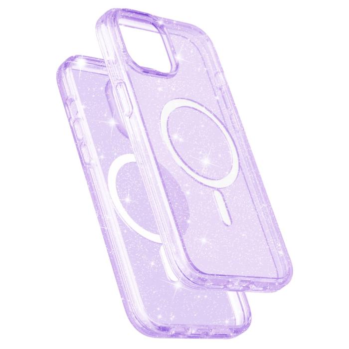 Bild 4, iPhone 15 Plus Skal MagSafe Hybrid Glitter Lila