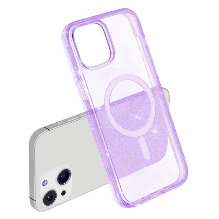 Bild 5, iPhone 15 Plus Skal MagSafe Hybrid Glitter Lila