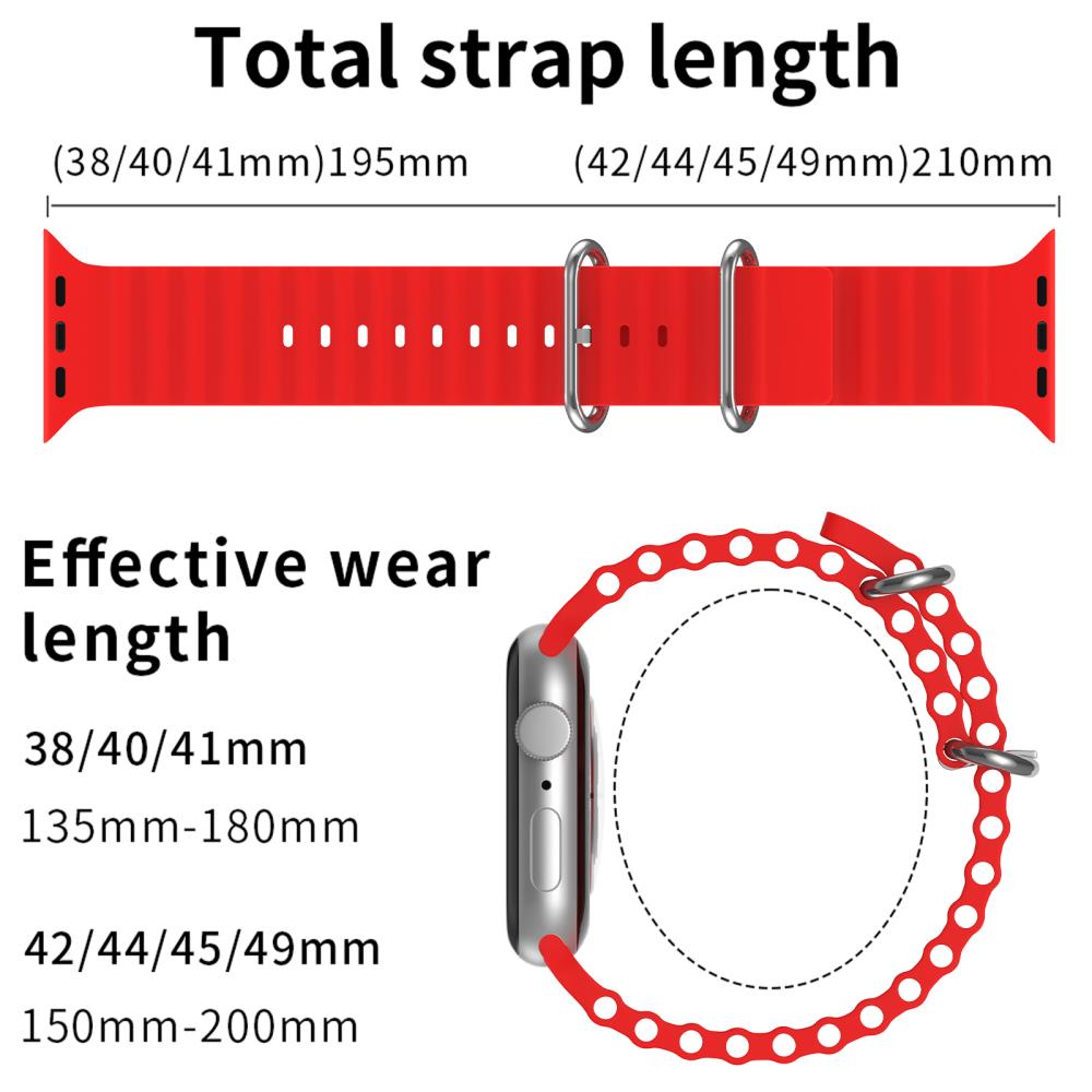 Apple Watch 42/44/45/49 mm Armband Ocean Wave Röd