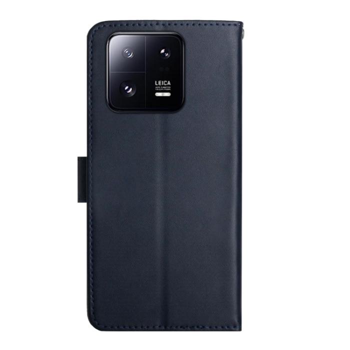 Bild 3, Xiaomi 13 Pro 5G Fodral Äkta Läder Nappa Textur Blå
